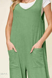 Sleeveless Wide Leg Jumpsuit with Pockets for Effortless Style - EBYNN