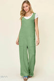 Sleeveless Wide Leg Jumpsuit with Pockets for Effortless Style - EBYNN