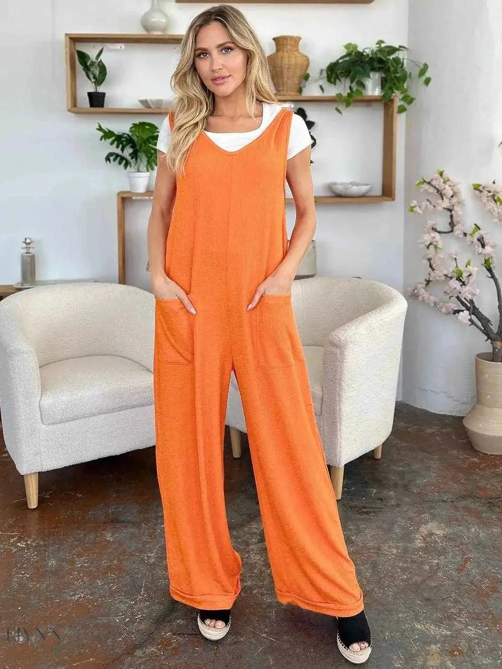 Sleeveless Wide Leg Jumpsuit with Pockets for Effortless Style - EBYNN