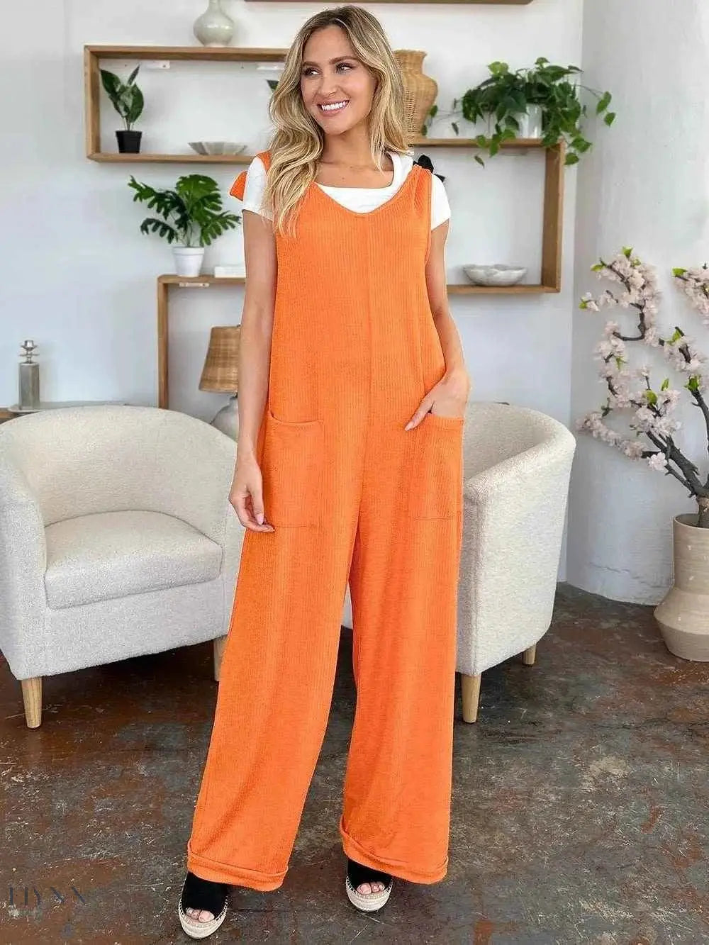 Sleeveless Wide Leg Jumpsuit with Pockets for Effortless Style - EBYNN