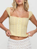 Smocked Square Neck Top for Effortless Style and Comfort - EBYNN