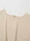 Solid Color Blouse with Knotted Hem and Short Sleeves - EBYNN
