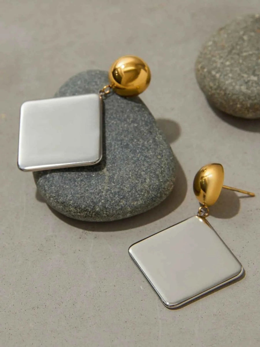 Square Shape Drop Earrings.