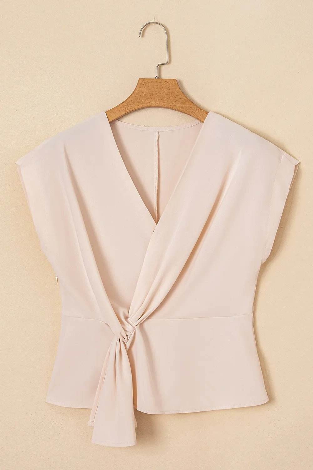 Surplice Ruched Cap Sleeve Blouse for Effortless Style - EBYNN