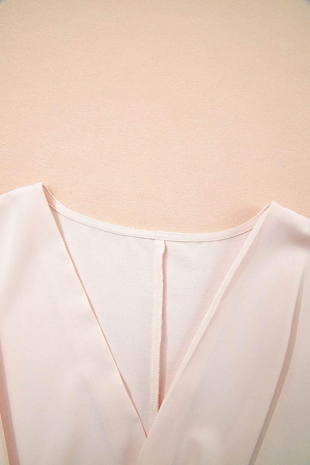 Surplice Ruched Cap Sleeve Blouse for Effortless Style - EBYNN