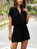 Surplice Short Sleeve Romper for Stylish Women's Clothing - Lightweight and Chic - EBYNN
