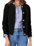 Textured Knit Cardigan - Button-Front Style for Effortless Elegance - EBYNN