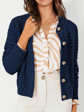 Textured Knit Cardigan - Button-Front Style for Effortless Elegance - EBYNN