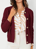 Textured Knit Cardigan - Button-Front Style for Effortless Elegance - EBYNN