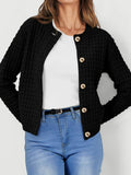 Textured Knit Cardigan - Button-Front Style for Effortless Elegance - EBYNN