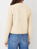 Textured Knit Cardigan - Button-Front Style for Effortless Elegance - EBYNN