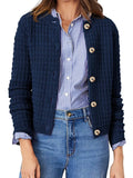 Textured Knit Cardigan - Button-Front Style for Effortless Elegance - EBYNN
