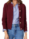 Textured Knit Cardigan - Button-Front Style for Effortless Elegance - EBYNN