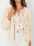 Textured Knit Cardigan - Button-Front Style for Effortless Elegance - EBYNN
