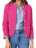 Textured Knit Cardigan - Button-Front Style for Effortless Elegance - EBYNN