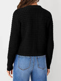 Textured Knit Cardigan - Button-Front Style for Effortless Elegance - EBYNN
