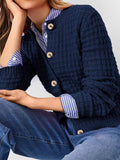 Textured Knit Cardigan - Button-Front Style for Effortless Elegance - EBYNN
