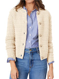 Textured Knit Cardigan - Button-Front Style for Effortless Elegance - EBYNN