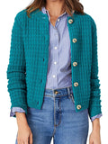 Textured Knit Cardigan - Button-Front Style for Effortless Elegance - EBYNN