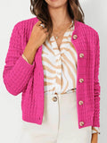 Textured Knit Cardigan - Button-Front Style for Effortless Elegance - EBYNN