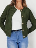 Textured Knit Cardigan - Button-Front Style for Effortless Elegance - EBYNN
