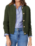 Textured Knit Cardigan - Button-Front Style for Effortless Elegance - EBYNN