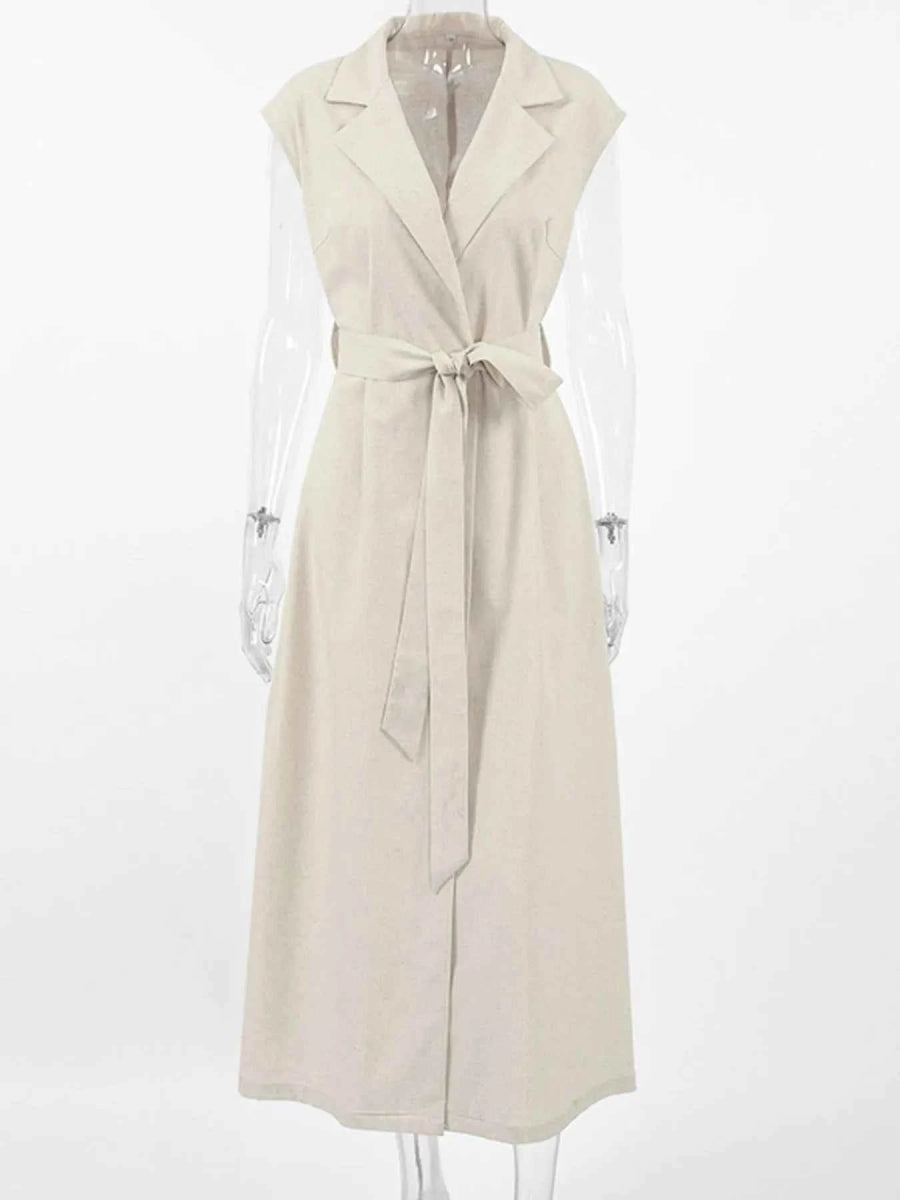 Elegant Tie Waist Cap Sleeve Maxi Dress.