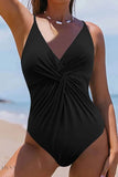 Twisted Crisscross One-Piece Swimsuit Black - EBYNN