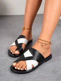 Two-Tone Flat Sandals.
