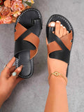 Two-Tone Flat Sandals.