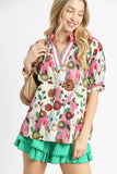 Umgee Floral Blouse - Oversized Puff Sleeve Style - EBYNN