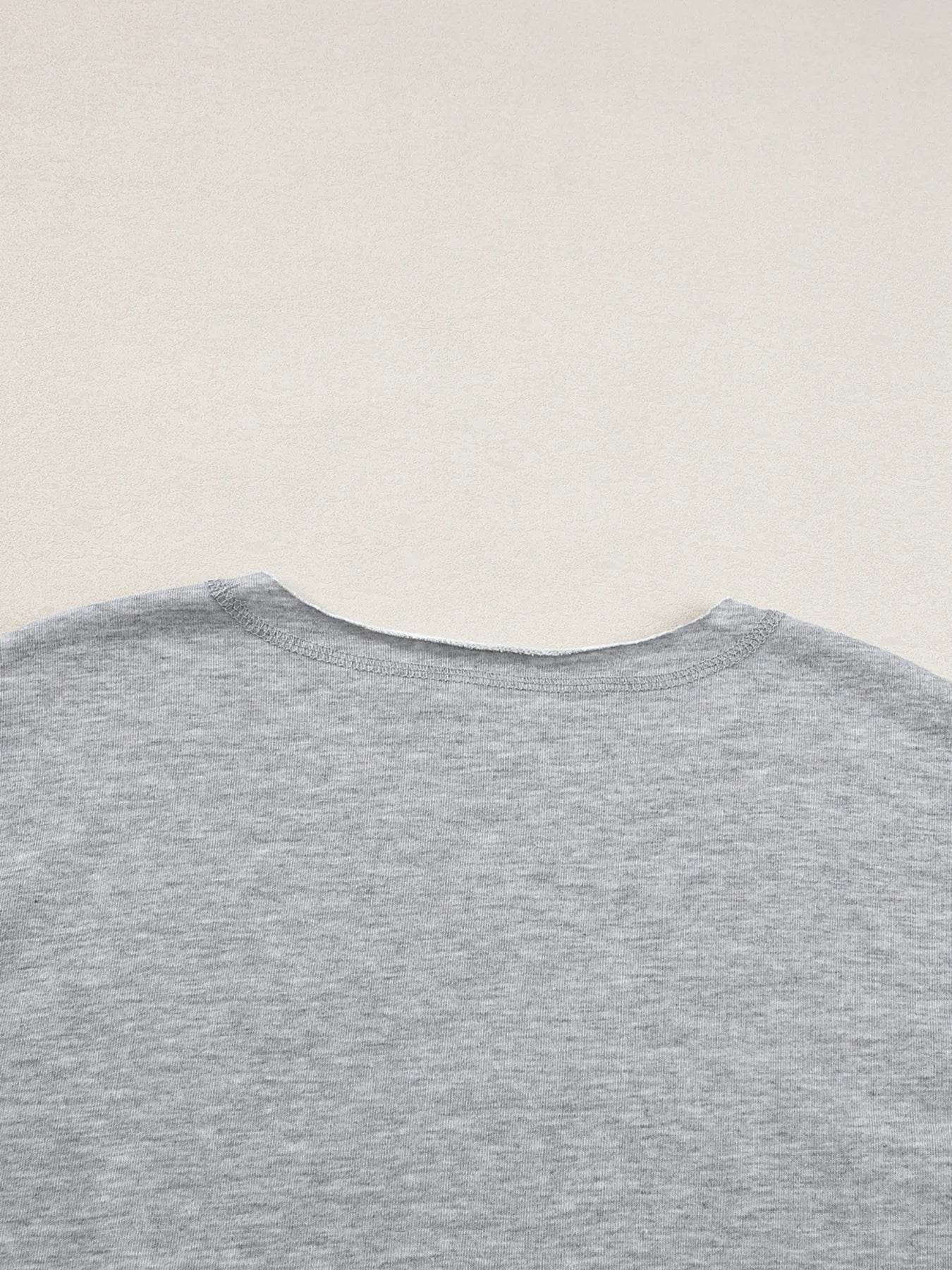 USA Lettering Patch T-Shirt with Notched Neck for Stylish Casual Wear - EBYNN