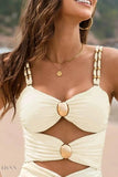 EBYNN Cutout One-Piece Swimsuit with Gold Accent Buttons - EBYNN