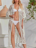 Lace Longline Beach Cover Up Sheer Beachwear - EBYNN