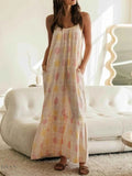 Printed Maxi Lounge Dress with Ruffled Hem for Ultimate Comfort and Style - EBYNN