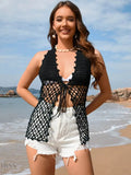 Tied Openwork Halter Cover Up for Summer - EBYNN