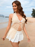 Tied Openwork Halter Cover Up for Summer - EBYNN