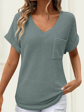 Waffle Knit V-Neck T-Shirt for Casual Comfort and Style - EBYNN