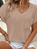 Waffle Knit V-Neck T-Shirt for Casual Comfort and Style - EBYNN