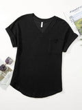 Waffle Knit V-Neck T-Shirt for Casual Comfort and Style - EBYNN