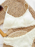 Frill Textured Bikini Set with Ruffle Detail - EBYNN