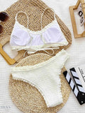 Frill Textured Bikini Set with Ruffle Detail - EBYNN