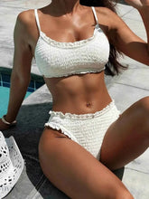 Frill Textured Bikini Set with Ruffle Detail - EBYNN