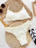 Frill Textured Bikini Set with Ruffle Detail - EBYNN