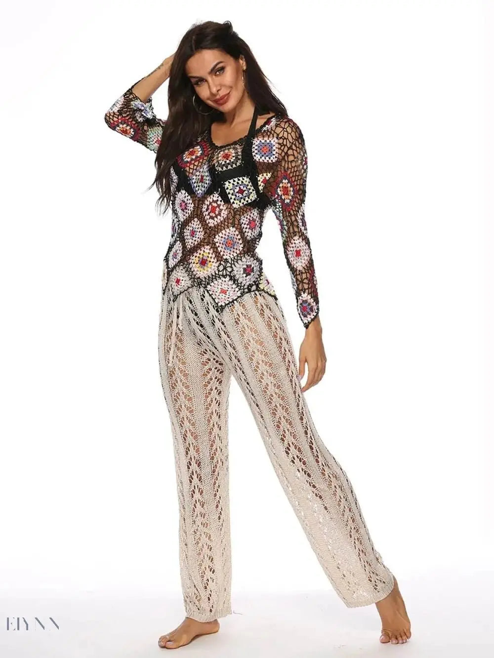 Trendy women's drawstring beach pants in lightweight material perfect for sunny days at the beach