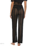 Trendsi women's drawstring beach pants in black with a stylish crochet design for summer outings