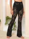 Women's Lace Beach Cover Up Pants in black with a flowy design, perfect for summer outings