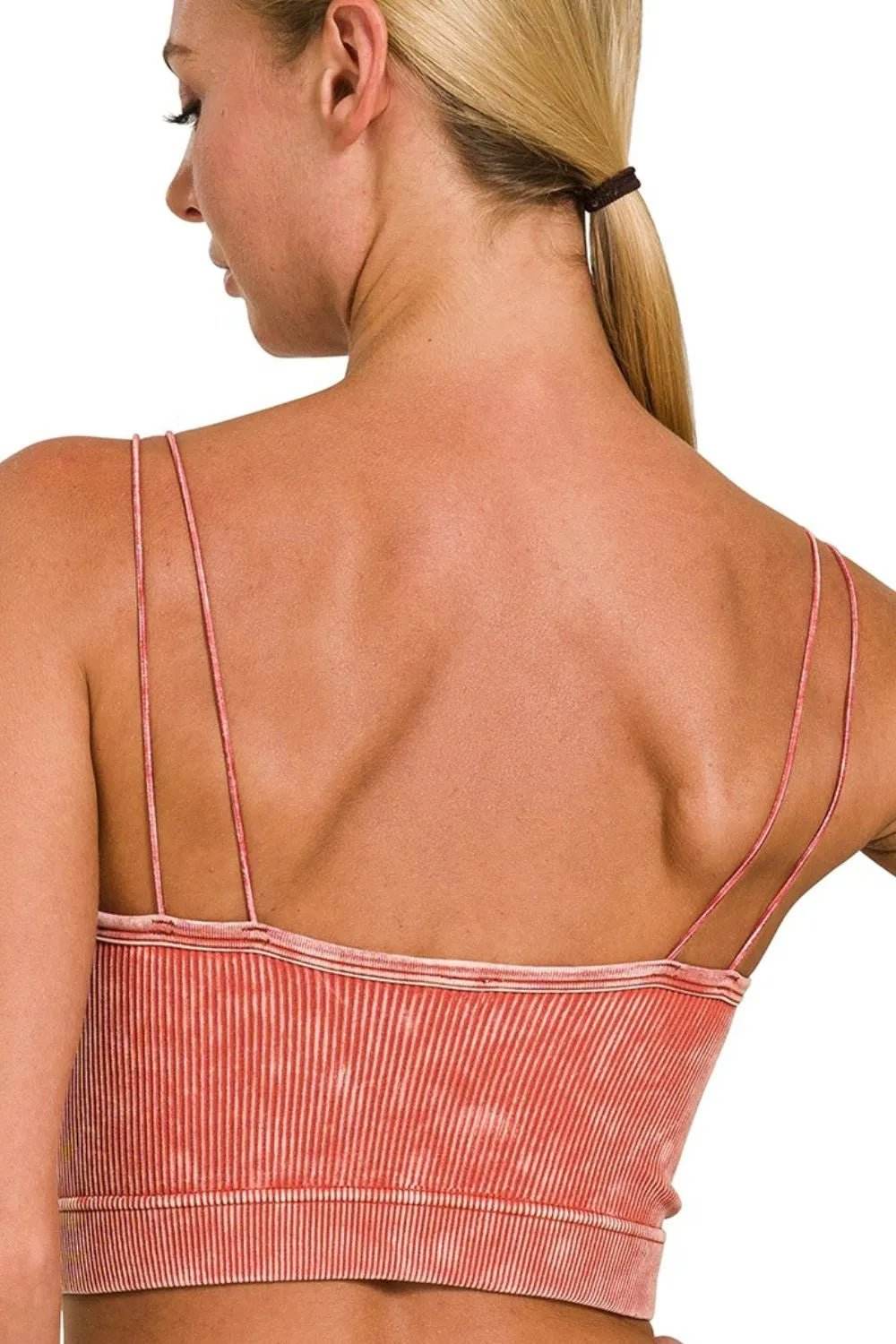 Zenana Seamless Brami - Washed Ribbed Double Strap Design - EBYNN