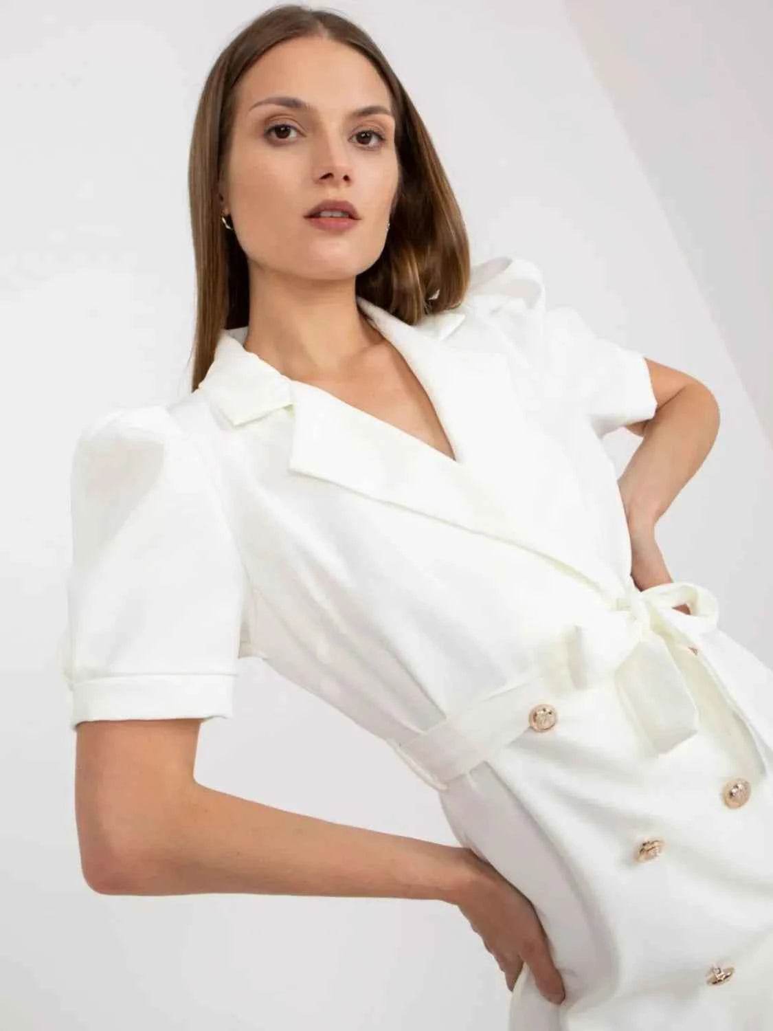 Belted Short Sleeve Blazer Dress.