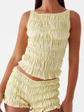 Ruched Texture Tank and Shorts Two-Piece Set - EBYNN